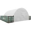 imageMytee Products Shipping Container Canopy Shelter Kit  40L x 40W 21 Oz 610 GSM PVC White Cover Storage Container Roof with Back End Wall  Snow UV and WeatherResistant40 x 26 Feet