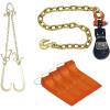 imageMytee Products Tow Truck Kit  1 2 Ton 3 Snatch Block wChain 1 516 G70 VChain Bridle w 15 Large J Hooks amp 4 Tire Skates for Tow Truck Safety Orange  Rollback Wrecker Car Carrier Cable