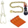 imageMytee Products Tow Truck Kit  1 2 Ton 3 Snatch Block wChain 1 516 G70 VChain Bridle w 15 Large J Hooks amp 4 Tire Skates for Tow Truck Safety Orange  Rollback Wrecker Car Carrier Cable