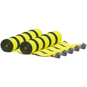 imageMytee Products 10 Pack 4 x 30 Reflective Winch Strap with Flat Hook  Heavy Duty Yellow Tie Down Strap 5400 lb WLL 4 Inch Cargo Control for Flatbed Truck Utility Trailer10  Pack