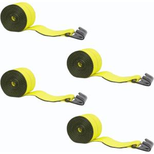 imageMytee Products 10 Pack 4 x 30 Reflective Winch Strap with Flat Hook  Heavy Duty Yellow Tie Down Strap 5400 lb WLL 4 Inch Cargo Control for Flatbed Truck Utility Trailer4  Pack