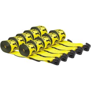 imageMytee Products 10 Pack Winch Straps 4 x 30 Yellow Heavy Duty Tie Down w 325 Narrow Flat Hook WLL 5400 lbs  4 Inch Cargo Control for Flatbed Truck Utility Trailer10  Pack