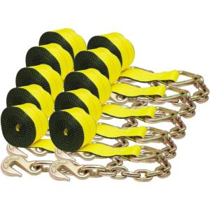 imageMytee Products 2 Pack 4 x 40 Heavy Duty Winch Straps with Chain Anchor WLL 5400 LBS  Flatbed Tie Down Truck Straps  4 Inch Cargo Control for Flatbed Truck Utility Trailer10  Pack