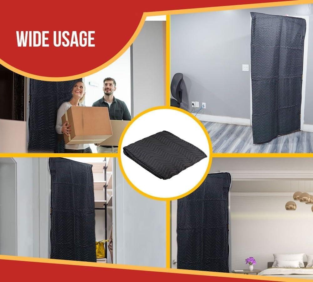 imageMytee Products Black Quilted and Padded Door Moving Cover  39x79 Polyester Washable and Reusable Furniture Door Blanket for Interior Exterior Use1 Pack