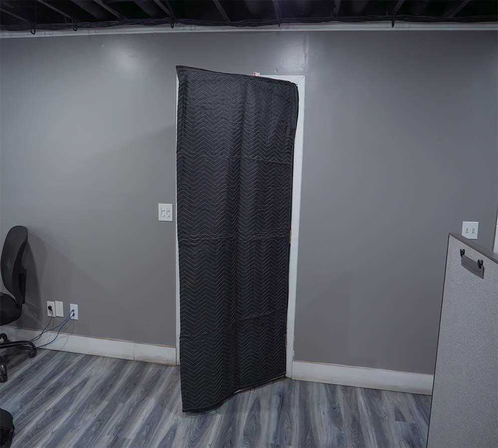 imageMytee Products Black Quilted and Padded Door Moving Cover  39x79 Polyester Washable and Reusable Furniture Door Blanket for Interior Exterior Use2  Pack