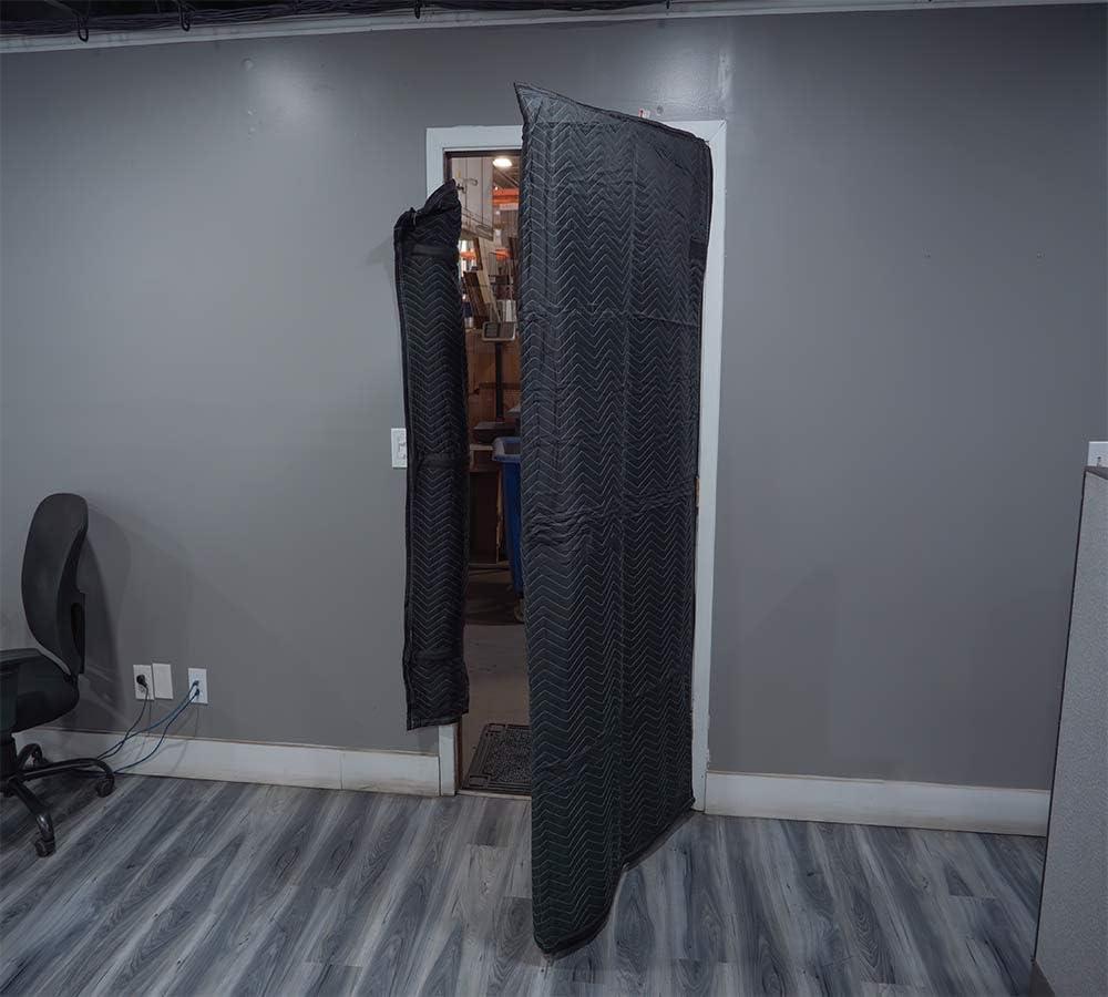 imageMytee Products Black Quilted and Padded Door Moving Cover  39x79 Polyester Washable and Reusable Furniture Door Blanket for Interior Exterior Use4  Pack