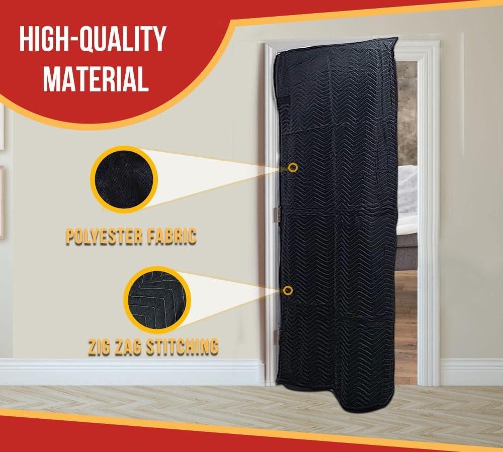 imageMytee Products Black Quilted and Padded Door Moving Cover  39x79 Polyester Washable and Reusable Furniture Door Blanket for Interior Exterior Use4  Pack