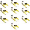 imageMytee Products 10 Pack 2 inch x30 ft Heavy Duty Ratchet Straps with Double J Hooks  10000 Lbs Breaking Strength Blue Tie Down Straps wWire Hooks for Industrial Use Trailers Truck CargoYellow