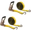 imageMytee Products 10 Pack 2 inch x30 ft Heavy Duty Ratchet Straps with Double J Hooks  10000 Lbs Breaking Strength Blue Tie Down Straps wWire Hooks for Industrial Use Trailers Truck CargoYellow