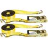 imageMytee Products 10 Pack 2 inch x30 ft Heavy Duty Ratchet Straps with Double J Hooks  10000 Lbs Breaking Strength Blue Tie Down Straps wWire Hooks for Industrial Use Trailers Truck CargoYellow
