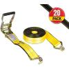 imageMytee Products 10 Pack 2 inch x30 ft Heavy Duty Ratchet Straps with Double J Hooks  10000 Lbs Breaking Strength Blue Tie Down Straps wWire Hooks for Industrial Use Trailers Truck CargoYellow