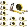 imageMytee Products 10 Pack 2 inch x30 ft Heavy Duty Ratchet Straps with Double J Hooks  10000 Lbs Breaking Strength Blue Tie Down Straps wWire Hooks for Industrial Use Trailers Truck CargoYellow