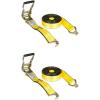imageMytee Products 10 Pack 2 inch x30 ft Heavy Duty Ratchet Straps with Double J Hooks  10000 Lbs Breaking Strength Blue Tie Down Straps wWire Hooks for Industrial Use Trailers Truck CargoYellow