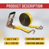 imageMytee Products 10 Pack 2 inch x30 ft Heavy Duty Ratchet Straps with Double J Hooks  10000 Lbs Breaking Strength Blue Tie Down Straps wWire Hooks for Industrial Use Trailers Truck CargoYellow