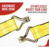 imageMytee Products 10 Pack 2 inch x30 ft Heavy Duty Ratchet Straps with Double J Hooks  10000 Lbs Breaking Strength Blue Tie Down Straps wWire Hooks for Industrial Use Trailers Truck CargoYellow
