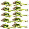 imageMytee Products 2 Pack 2 in x 15 ft Ratchet Straps with Wire Hook  Safety Green Flatbed Truck Tie Down 3333 lbs  WLLHI Viz Green
