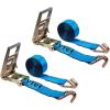 imageMytee Products 2 Pack Ratchet TieDown Straps with Wire Hook 3 x 30 Yellow Ratchet Strap  15000 Lbs Breaking Strength  Heavy Duty TieDown Ratchet Straps for Flatbed Truck Trailers PickupBlue