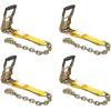 imageMytee Products 4 Pack 4 Ratchet wChain Anchor No Strap2 Yellow w Chain Anchor