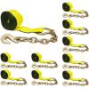 imageMytee Products 4 Pack 4 x 30 Winch Straps wChain WLL 5400 Flatbed Tie Down StrapYellow