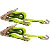 imageMytee Products 2 Pack 2 in x 15 ft Ratchet Straps with Wire Hook  Safety Green Flatbed Truck Tie Down 3333 lbs  WLLHI Viz Green