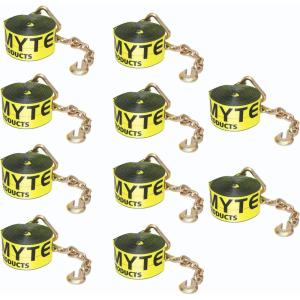 imageMytee Products 10 Pack 3 X30 Winch Straps wChain WLL 5000 Flatbed Tie Down Strap10  Pack