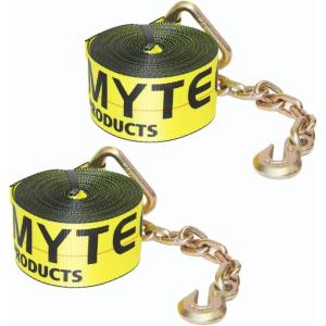 imageMytee Products 10 Pack 3 X30 Winch Straps wChain WLL 5000 Flatbed Tie Down Strap2  Pack