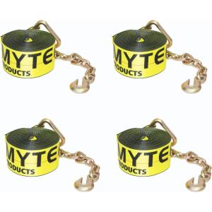 imageMytee Products 10 Pack 3 X30 Winch Straps wChain WLL 5000 Flatbed Tie Down Strap4  Pack