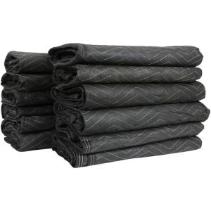 imageMytee Products 12 Pack 80 x 72 Black Moving Blankets 40 lbdz Weight  NonWoven Polyester Furniture Moving Pads for Protection in Moving or StorageBlack