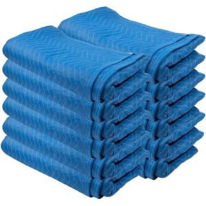 imageMytee Products 12 Pack 80 x 72 Black Moving Blankets 40 lbdz Weight  NonWoven Polyester Furniture Moving Pads for Protection in Moving or StorageBlue