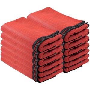 imageMytee Products 12 Pack 80 x 72 Black Moving Blankets 40 lbdz Weight  NonWoven Polyester Furniture Moving Pads for Protection in Moving or StorageRed