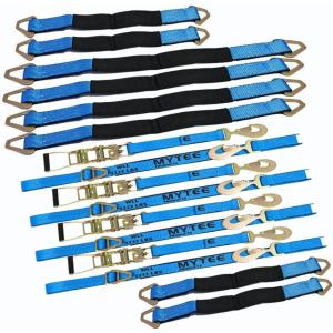 imageMytee Products 12 Pieces Axle Strap Tie Down Kit with Snap Hook Ratchet Straps Kit  4 24 Inch and 4 36 Inch Axle Strap Kit with 4 2 x8 Ratchet Straps DRing Snap Hooks