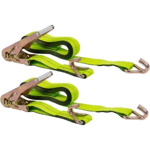 imageMytee Products 2 Pack 2 in x 15 ft Ratchet Straps with Wire Hook  Safety Green Flatbed Truck Tie Down 3333 lbs  WLLHI Viz Green
