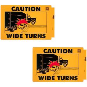 imageMytee Products 2 Pack Caution This Truck Makes Wide Turns Decal Sign  1134x1714 High Visibility UV Resistant SelfAdhesive Vinyl Vehicle Sticker Trailer Label1134x1814