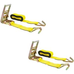 imageMytee Products 2 Pack Ratchet TieDown Straps with Wire Hook 3 x 30 Yellow Ratchet Strap  15000 Lbs Breaking Strength  Heavy Duty TieDown Ratchet Straps for Flatbed Truck Trailers PickupYellow