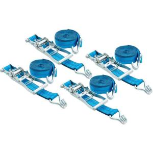 imageMytee Products 4 Pack 2 Inch x 20 FT Blue Ratchet Strap with J Hooks  10000 Lbs Breaking Strength  Heavy Duty Tie Down Cargo Truck Straps with Wire Hooks for Flatbed Truck Trailers Pickup4  Pack