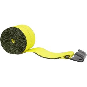 imageMytee Products 4 x 30 Reflective Winch Strap with Flat Hook  Heavy Duty Yellow Tie Down Strap 5400 lb WLL 4 Inch Cargo Control for Flatbed Truck Utility Trailer