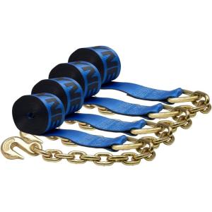 imageMytee Products 8 Pack 4 x30 Kinedyne Winch Strap wChain Anchor  WLL 5400 lbs Heavy Duty Blue 4 Inch Tie Down Straps wHook for Flatbed Trailer Truck  Cargo Control Equipment4  Pack