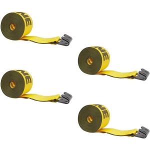 imageMytee Products Kinedyne Winch Straps 4 x 40 Gold Heavy Duty Tie Down wFlat Hooks WLL 5400 lbs  4 Inch Cargo Control for Flatbed Truck Utility Trailer 1 Pack4  Pack