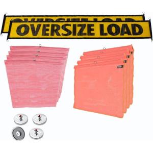 imageMytee Products MultiColor Safety Kit  Includes 2 Oversize Load Banner 4 Magnetic Flag Holders 4 Red amp Orange Flags