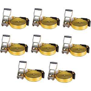 imageMytee Products Ratchet TieDown Straps with Flat Hooks 2 x 40 Ratchet Straps Yellow  10000 Lbs Breaking Strength  TieDown Ratchet Straps for Flatbed Truck Trailers Pickup 8 Pack8  Pack