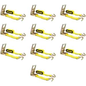 imageMytee Products Ratchet TieDown Straps with Wire Hook 3 x 30 Yellow Ratchet Strap  15000 Lbs Breaking Strength  Heavy Duty TieDown Ratchet Straps for Flatbed Truck Trailers Pickup10  Pack