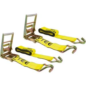 imageMytee Products Ratchet TieDown Straps with Wire Hook 4 x 30 Yellow Ratchet Strap  16200 Lbs Breaking Strength  Heavy Duty TieDown Ratchet Straps for Flatbed Truck Trailers Pickup2  Pack