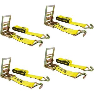 imageMytee Products Ratchet TieDown Straps with Wire Hook 4 x 30 Yellow Ratchet Strap  16200 Lbs Breaking Strength  Heavy Duty TieDown Ratchet Straps for Flatbed Truck Trailers Pickup4  Pack
