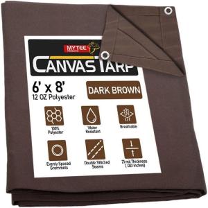 imageMytee Products 2 Pack 6 x 8 Green Canvas Tarp 12oz Heavy Duty Water ResistantDark Brown 1 Pc