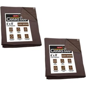 imageMytee Products 2 Pack 6 x 8 Green Canvas Tarp 12oz Heavy Duty Water ResistantDark Brown 2 Pcs