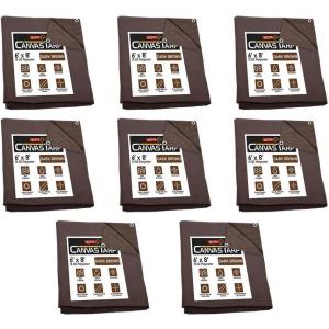 imageMytee Products 2 Pack 6 x 8 Green Canvas Tarp 12oz Heavy Duty Water ResistantDark Brown 8 Pcs