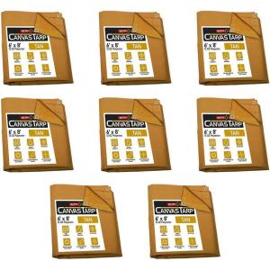 imageMytee Products 2 Pack 6 x 8 Green Canvas Tarp 12oz Heavy Duty Water ResistantTan 8 Pcs
