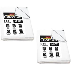 imageMytee Products 2 Pack 6 x 8 Green Canvas Tarp 12oz Heavy Duty Water ResistantWhite 2 Pcs
