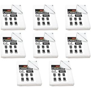 imageMytee Products 2 Pack 6 x 8 Green Canvas Tarp 12oz Heavy Duty Water ResistantWhite 8 Pcs