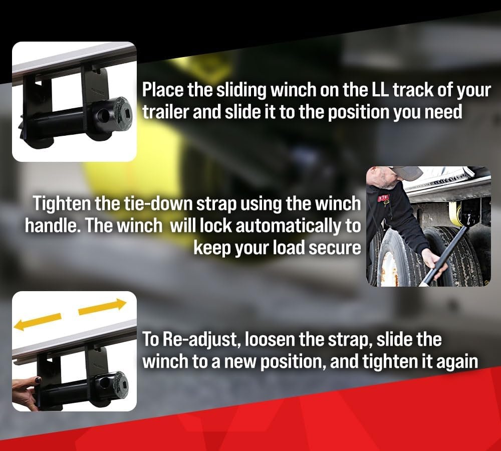 image:imageMytee Products 4 Pack Trailer Winch for Double L Track  Higher 6670 lbs WLL  Torque Drive Winch for Standard LL Tracks  12 Socket for 12 Torque Wrench4  Pack
